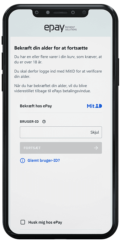 ePay payment window on mobile